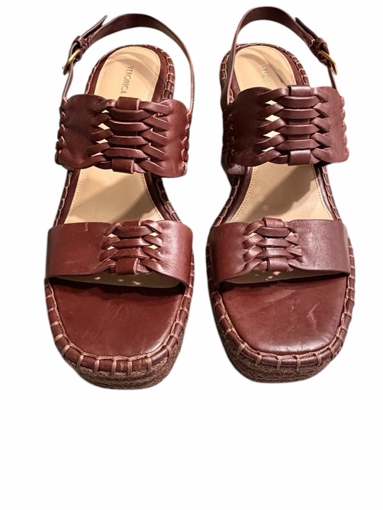 Veronica Beard Chestnut Woven Leather Espadrille Wedges - Picture 2 of 9